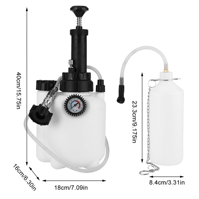 Herramienta de purga de fluido 07-20 bar fácil de limpiar purgador de frenos de capacidad de 3 l plástico resistente para tapa de tanque hidráulico roscada de 42 mm ANGGREK Otros