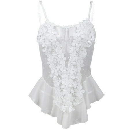 Odeerbi Women s Plus Size Lingerie Dress Set Valentine s Day Ladies 2025 Fashion Sexy Lingerie Solid Color Lace Hollow See-through Large Size Sexy Lingerie Nightdress Thong Suit White