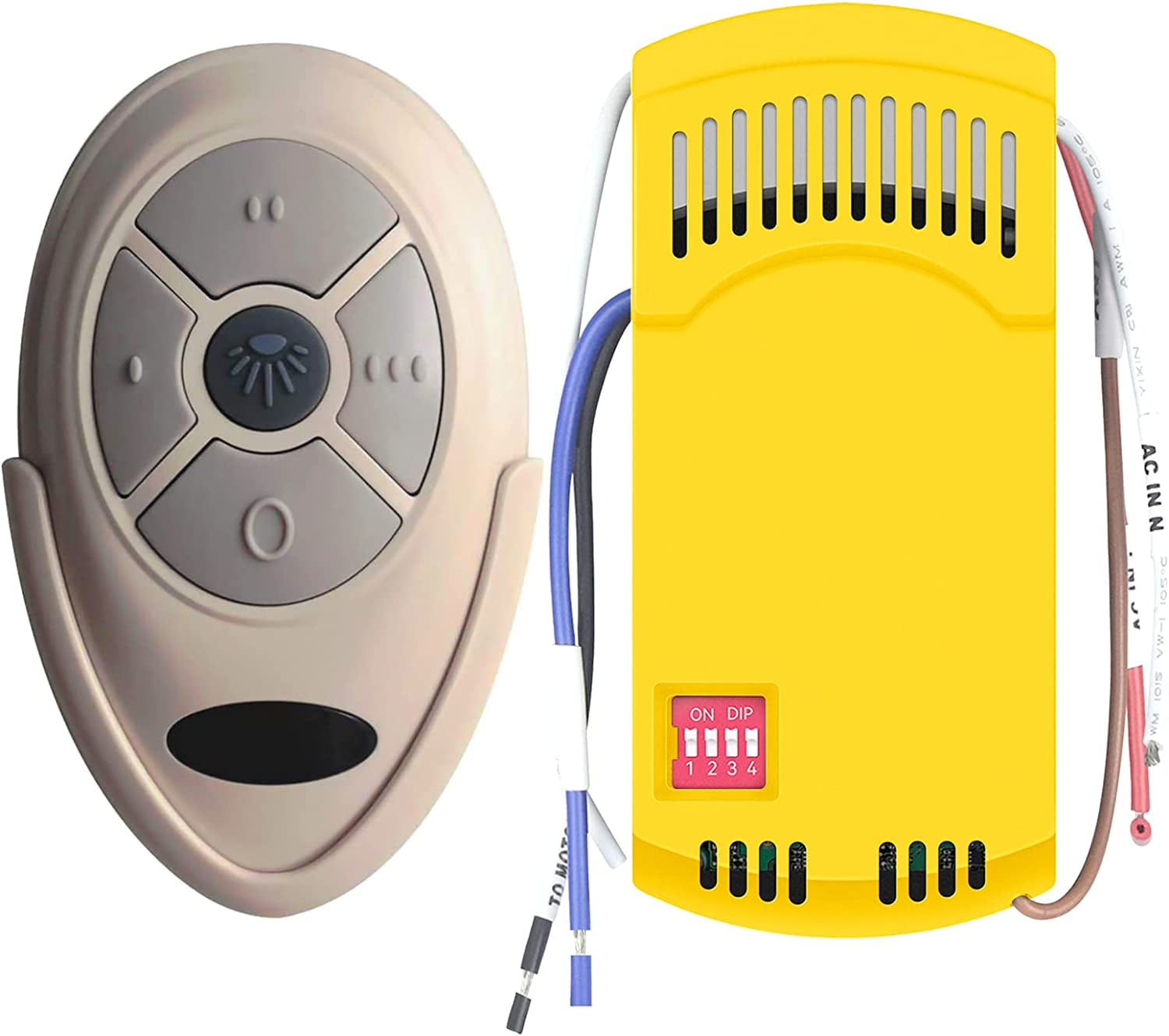 Universal Ceiling Fan Remote Control and Receiver Kit with Receiver FAN18R and Light Dimmer