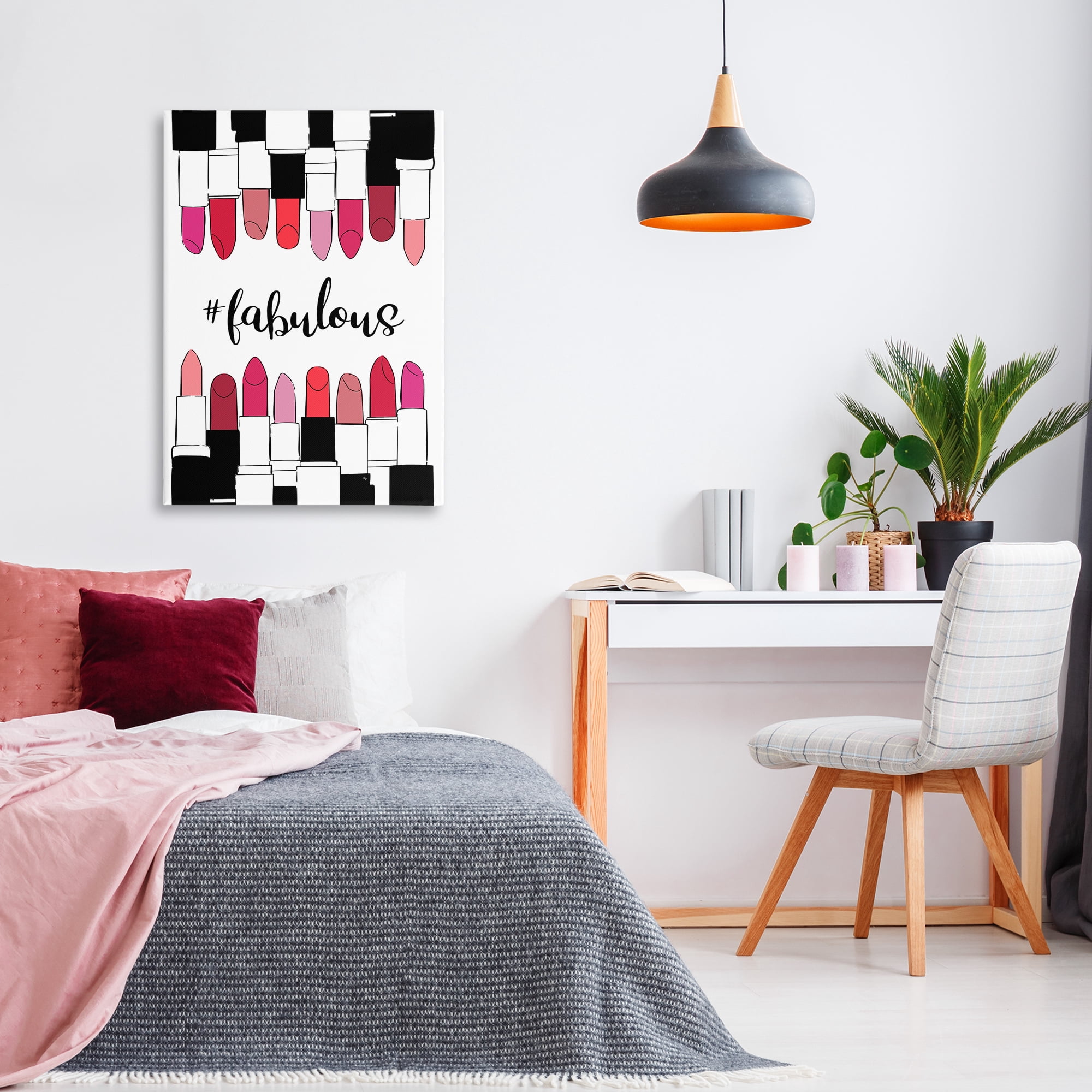 Stupell Industries Hashtag Fabulous Lipstick Beauty & Fashion Painting Gallery Wrapped Canvas Art Print Wall Art, 24 x 36