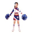 thumbnail image 2 of Pompoms And Socks Girls Cheerleading Uniform Dance Costume Long Sleeves Kids Cheerleader Outfit Round Neckline Patchwork Style D, 2 of 3