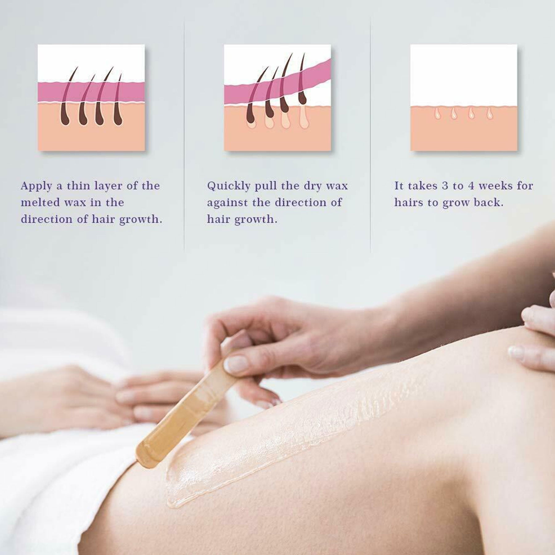 Blusmart Wax Kit Hair Removal Waxing Kits with Pot & Beads 4 Pack for Bikini Line Face Eyebrow Wax