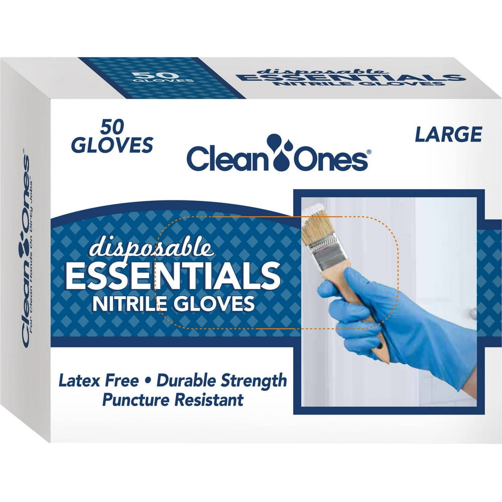 Clean Ones Essentials Disposable Nitrile Gloves, 50 count