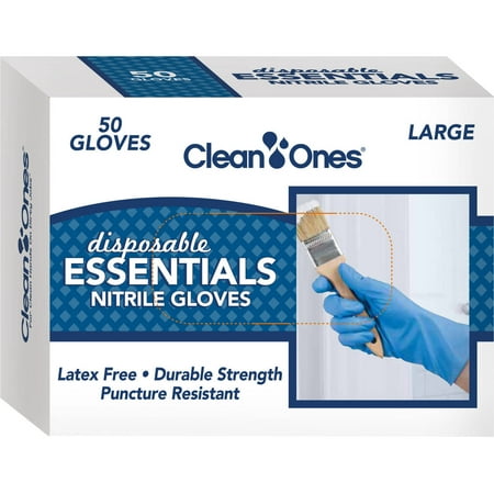 Clean Ones Essentials Disposable Nitrile Gloves, 50 count