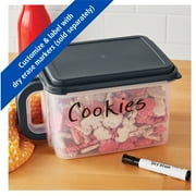 Mainstays Medium Plastic Canister with Handle, 21 Cups, Gray Lid and Handle, Made for Pantry Organization and Food Storage
