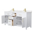 thumbnail image 3 of Wyndham Collection Beckett 66" Wood Double Bathroom Vanity in White/Gold, 3 of 6