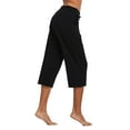 thumbnail image 5 of BALEAF Women's Capris Yoga Cotton Wide Leg Casual Summer Capri Sweatpants Loose Lounge Workout Crop Pants Pockets Black Size L, 5 of 6