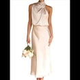 thumbnail image 1 of Vestido de Satén de Verano 2025 para Mujer, Elegante, Sin Mangas, con Cuello Alto, para Cóctel o Fiesta. Albaricoque L, 1 of 7