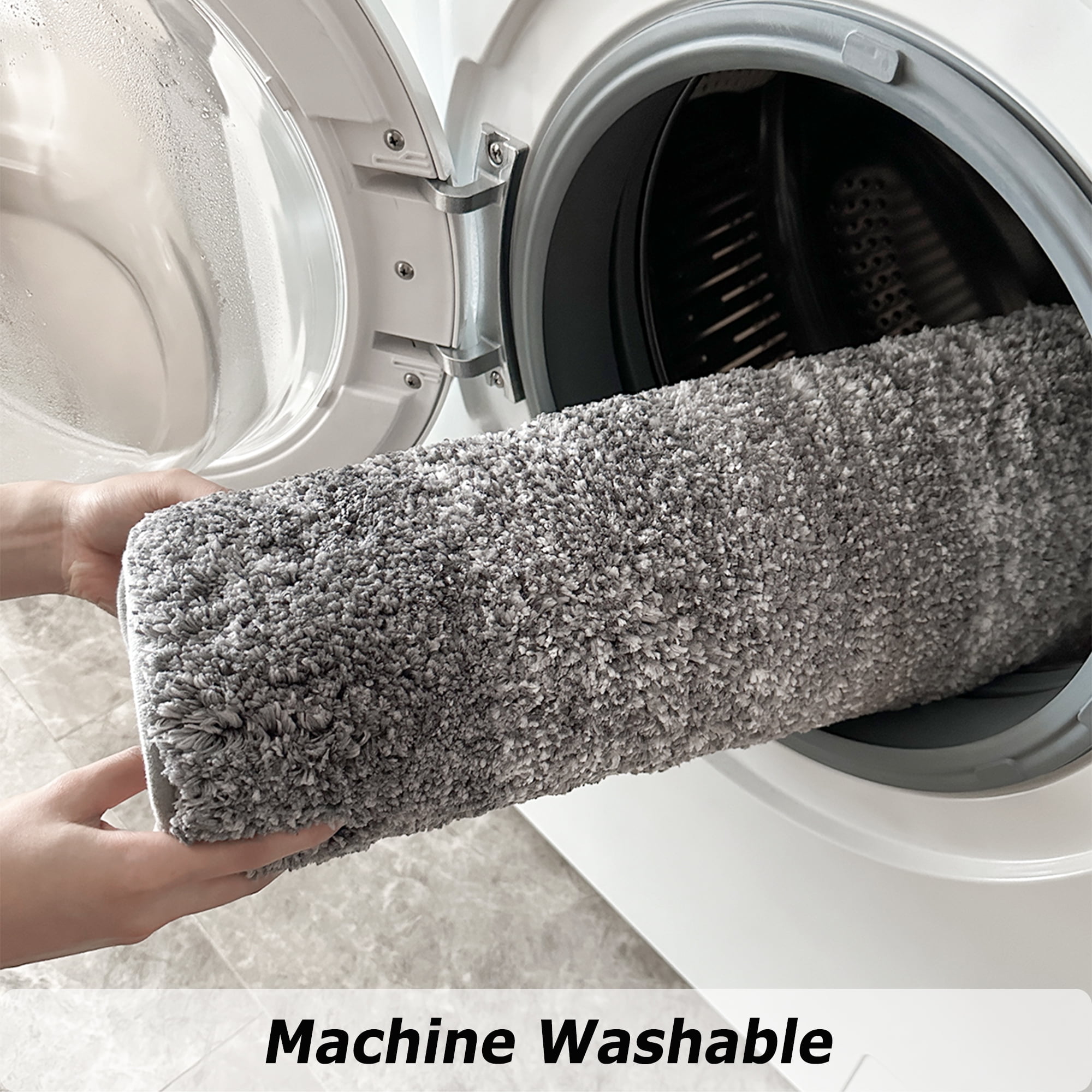 Artnice Microfiber Washable Bathroom Rugs, 24"x35" Gray Absorbent Bath Mats, Non-Slip Plush Ultra Soft Bathroom Mats
