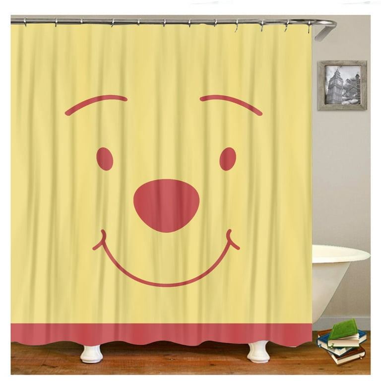 Shower Curtain M-150*180cm Winnie The Pooh Bathroom Decor Winnie The Pooh Aesthetic Modern Fabric Waterproof Shower Curtain Set with Hook, Size