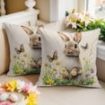 thumbnail image 2 of Easter Decorative Throw Pillow Covers 18x18 Inch Set of 2 Easter Bunny Home Decor Pillow Cases for Couch, Floral Butterfly Leaves Cushion Case for Living Room Bedroom Bed Car Chair, 2 of 9