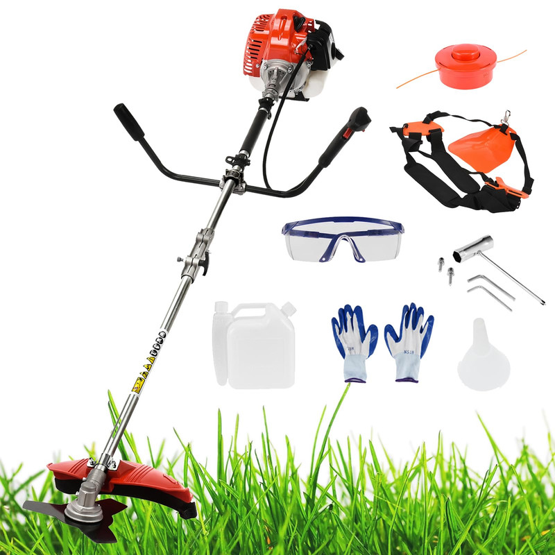 Floseru 52cc Gas Powe Weed Eater 2-Stroke Backpack Weed Eater 2 in 1 String Trimmer with Trimmer Line17 Cutting Brush Cutte with Metal Telescopic, Lawn Edger Lawn Tool for Grass and Bush