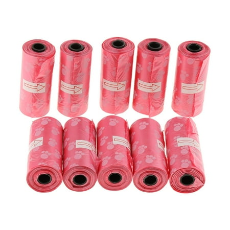 150 Pcs Standard Waste Bags Guaranteed Leak-, 10 Rolls, Doggy Poo Bags - Red, as described