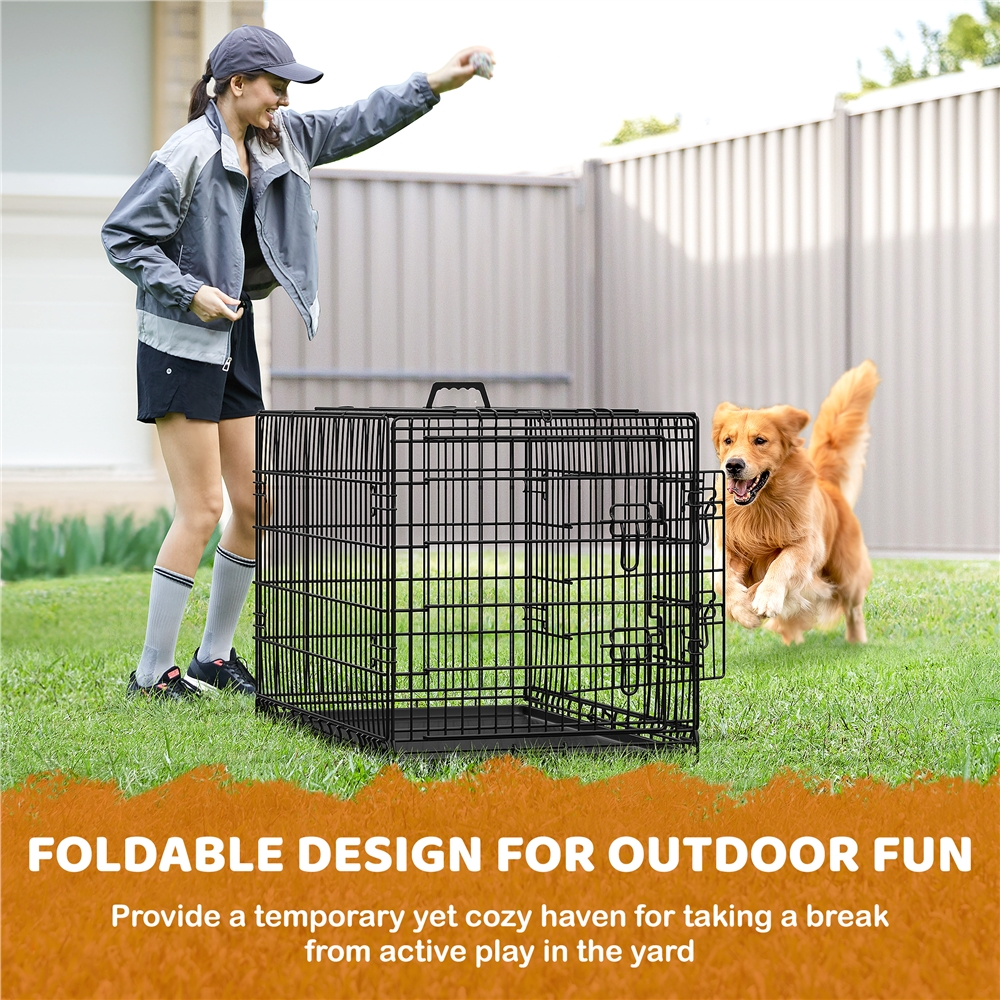 Alden Design 42" Metal Dog Crate with Dual Doors, Black photo 7