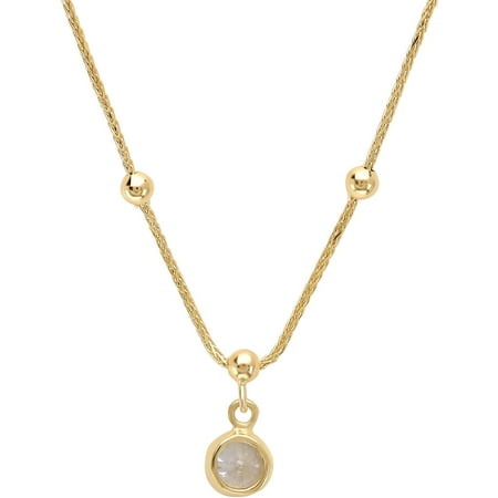 Simply Gold 10kt Yellow Gold CZ Dangle Bezel Adjustable Anklet, 10"-11"