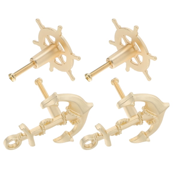 Minkissy 4pcs Decorative Cabinet Knobs Zinc Alloy Vintage Design Ship Wheel Handles for Closet