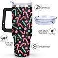 thumbnail image 3 of Christmas Candy Cane and Golden Star 40 Oz Tumbler with Handle Lid and Straw Stainless Steel Double Walled Vacuum Insulated Cup Merry Christmas Gifts Tumbler for Women Men Friends Outdoor Indoor, 3 of 6