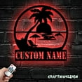 thumbnail image 2 of Craftnamesign Custom Palm Tree Sunset Metal Wall Art LED Light, Personalized Beach House Name Sign, 2 of 5