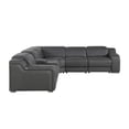thumbnail image 4 of Dark Gray Italian Leather Power Reclining L Shaped Six Piece Corner Sectional With Console, 4 of 10