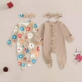 thumbnail image 2 of Karoyedx Fall Baby Outfits Infant Baby Girl Boy Outfits Long Sleeve Jumpsuit Romper One Piece Fall Winter Hoodie Bodysuit Khaki Size,6-9 Months, 2 of 4