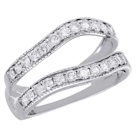 14K White Gold Diamond Enhancer Wrap Jacket Milgrain Edged Wedding Ring 1 Ct.