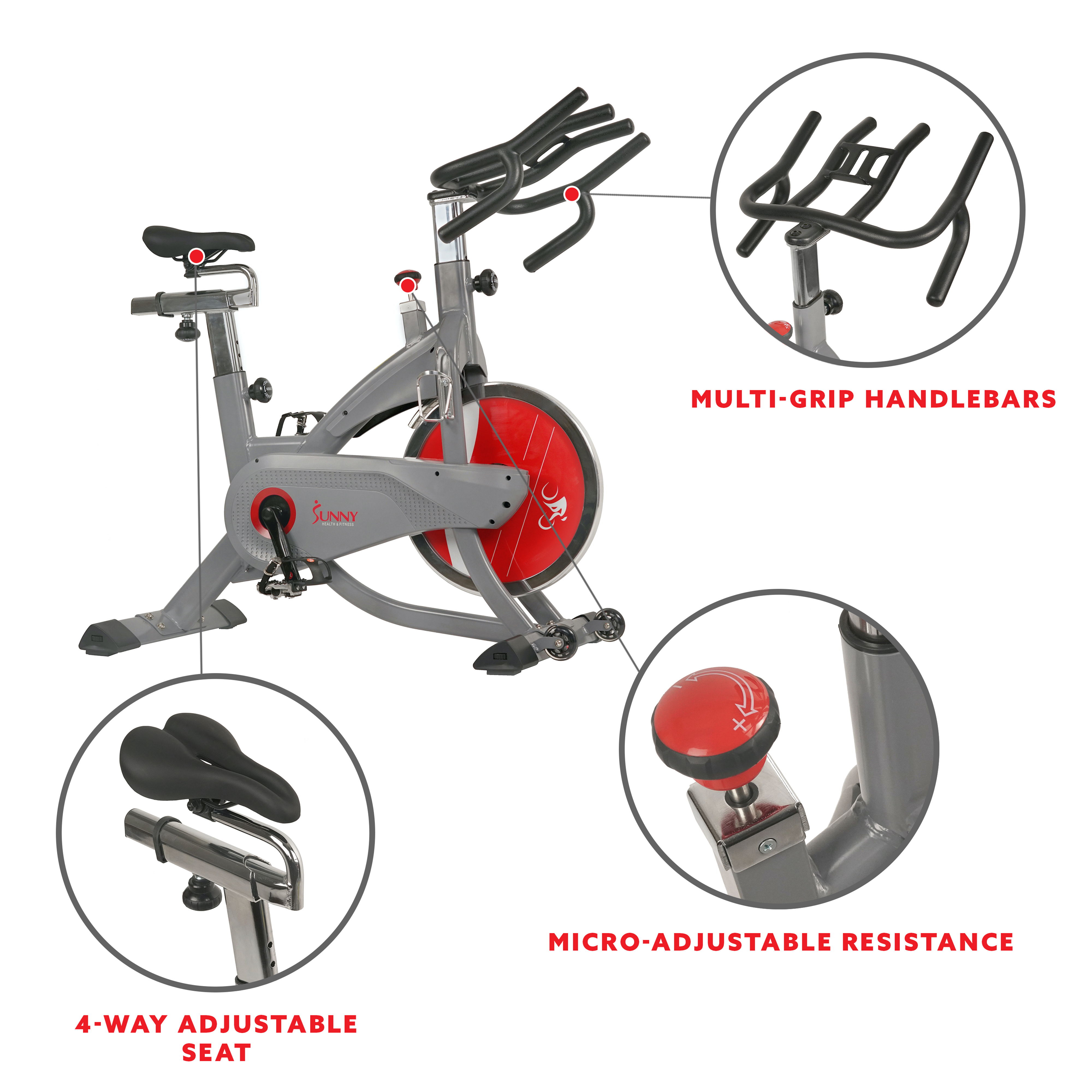 Sunny Health & Fitness AeroPro Stationary Indoor Cycling Exercise Bike with 44 lb Flywheel, Clipped Pedals, Home Cardio, SF-B1711 - image 5 of 11