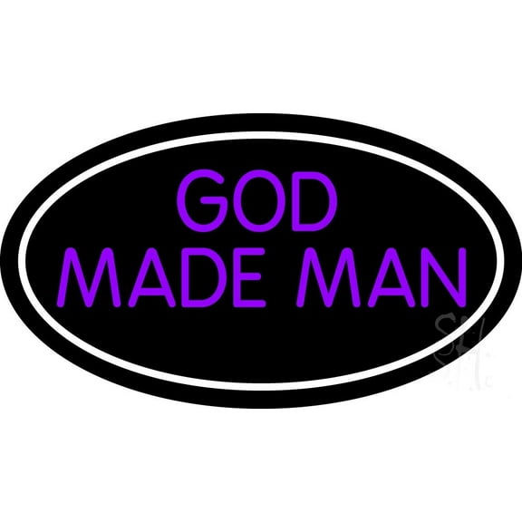 Purple God Made Man LED Neon Sign 13 x 24 - inches Black Square Cut Acrylic Backing, with Dimmer - Premium built indoor Sign for Home décor, Event, Religious place, Store interior, Office.