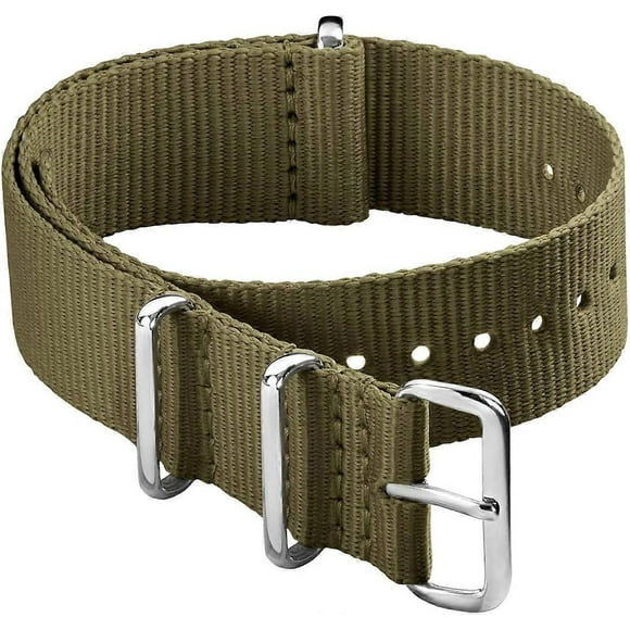 MUJIXI Watch Straps - Classic NATO Style Nylon Watch Strap - Choice of Color and Size (20mmGreen,L245-260MM)