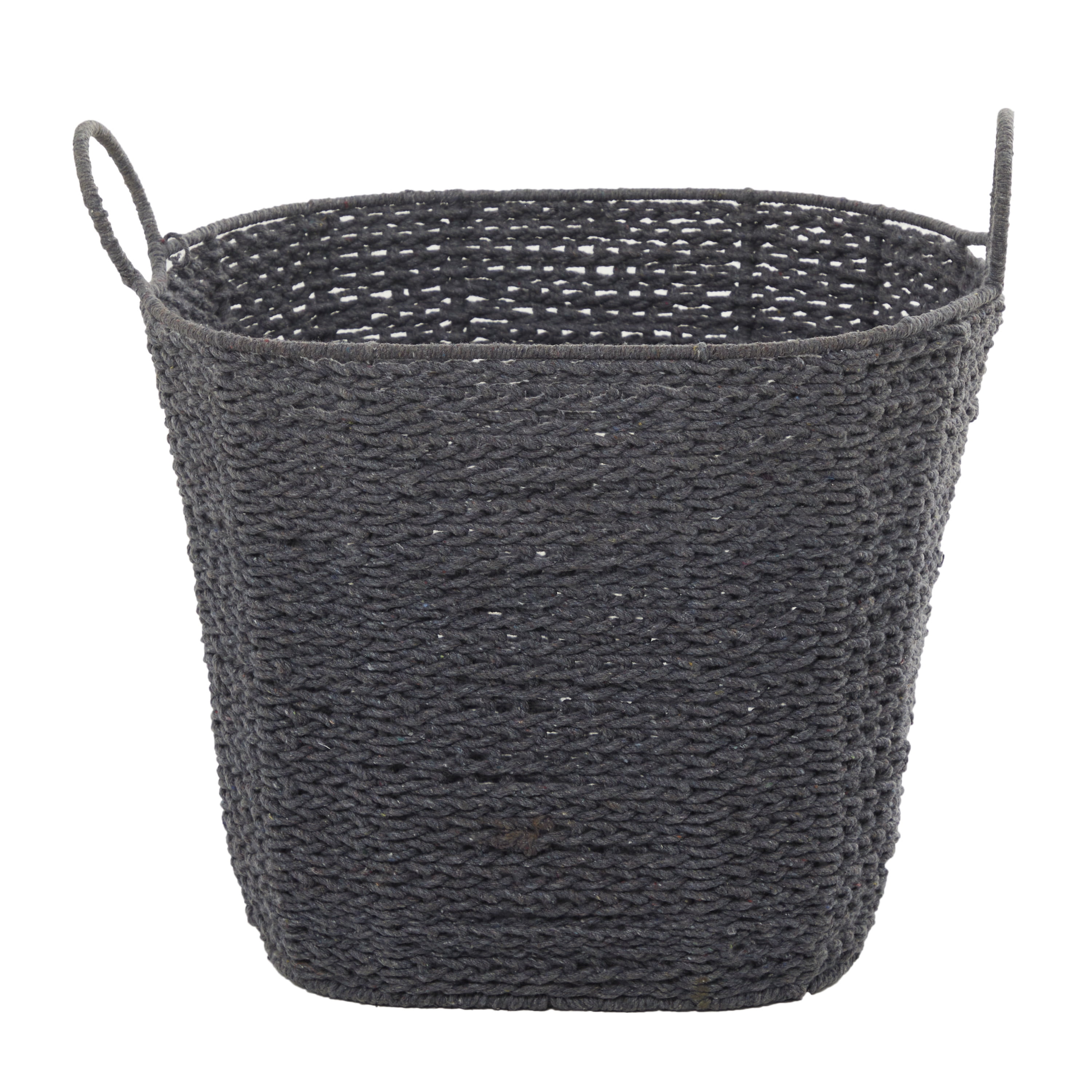 CosmoLiving by Cosmopolitan 20" x 18" Gray Cotton Handmade Storage Basket with Handles, 1-Piece