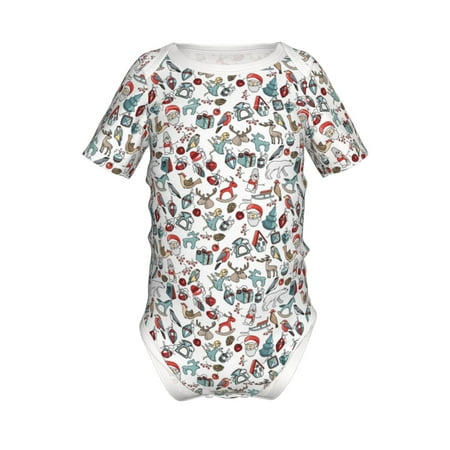 

Lukts Christmas Elements Print Baby Short Sleeve Romper Onesie for Newborn Baby Boys and Girls-3 Months