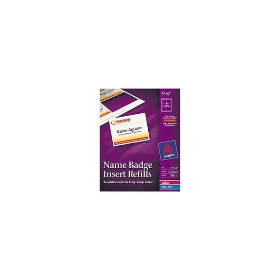 Avery Name Badge Inserts, 3" x 4", 300 Printable Inserts (5392)