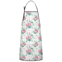 Pioneer Flower Floral Print Pattern Apron-Garden Aprons for Women with Pockets-Cotton Linen Waterproof Kitchen Cooking Gardening Aprons Adjustable for Kitchen,Cooking,BBQ and Salon 33x27 Inch