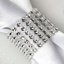 Efavormart 10 Pack Silver Diamond Rhinestone Napkin Ring With Self Adhesive Strip for Wedding Banquet Party