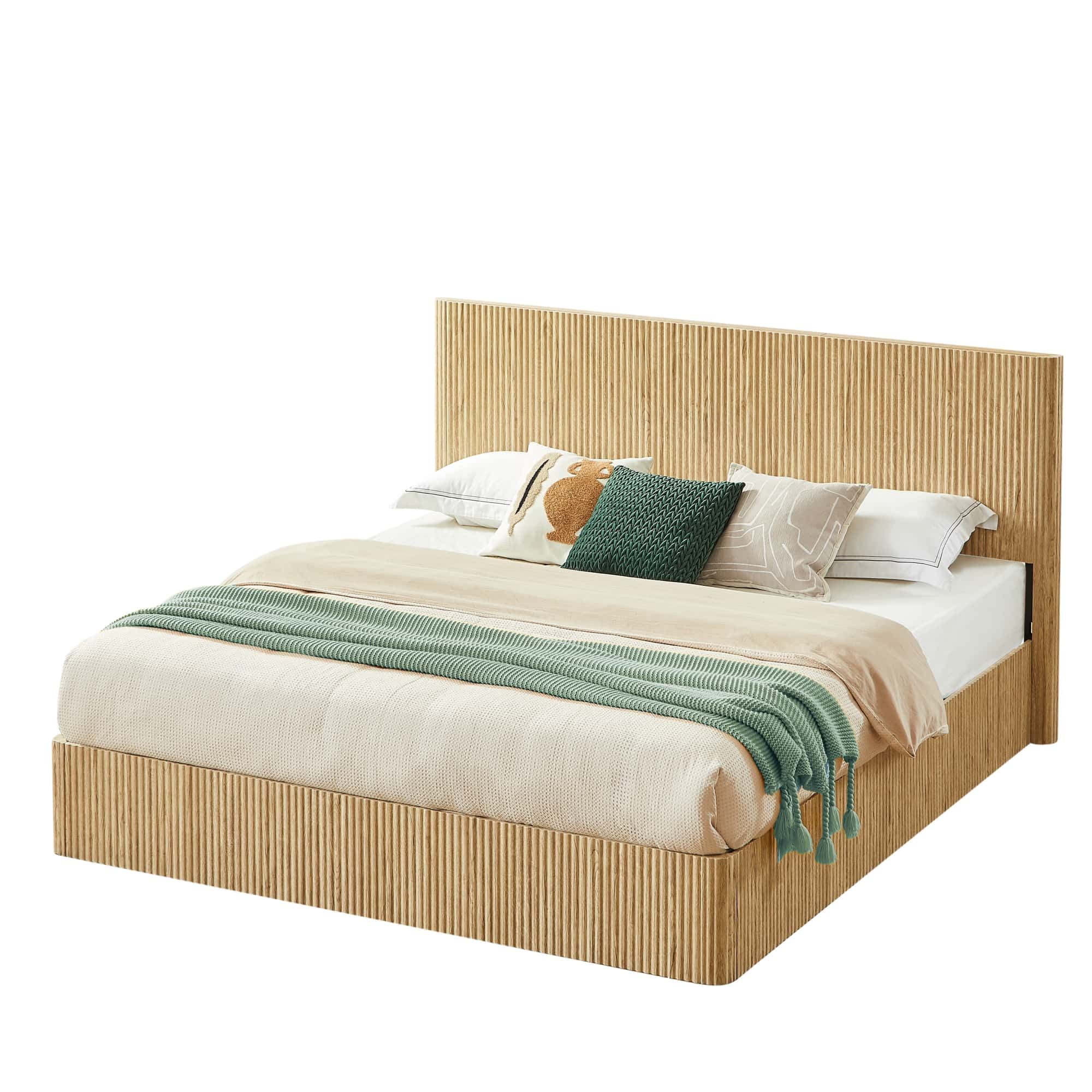 King Size Hydraulic Storage Bed Frame with Easy Lift, No Box Spring Needed, Platform Bed for Master Bedroom, Oak