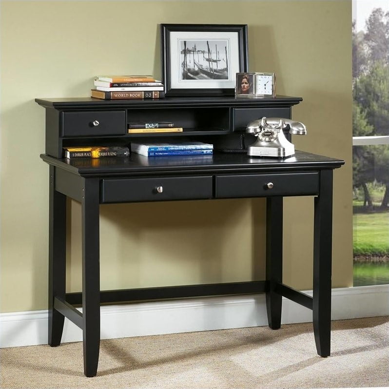 Home Styles Bedford Solid Wood Laptop Writing Desk With Hutch In Ebony