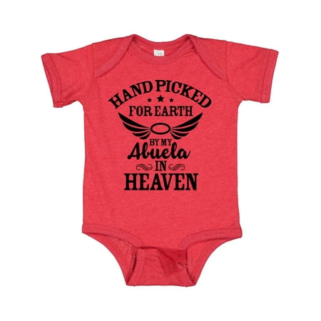 

Inktastic Handpicked for Earth by My Abuela in Heaven with Angel Wings Gift Baby Boy or Baby Girl Bodysuit