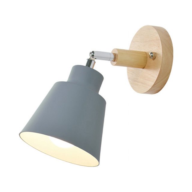 Lámpara de pared Ticfox color macaron Madera E27 base de 10 Cm sin fuente de luz Gris