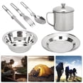 thumbnail image 4 of Juego de utensilios para acampar Juego de vajilla para exteriores de acero inoxidable Utensilios de cocina portátiles para una sola persona para acampar Picnic Senderismo Platos para acampar Artículos, 4 of 5