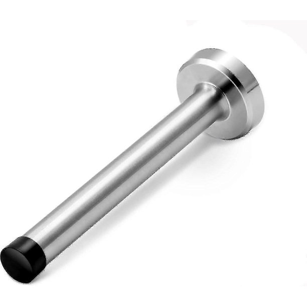 Door Stops, 6 Inch Long Door Stopper, Wall Mount, Heavy Duty Solid Black Doorstop Brushed Stainless Steel With Soft Rubber Bumper Tips