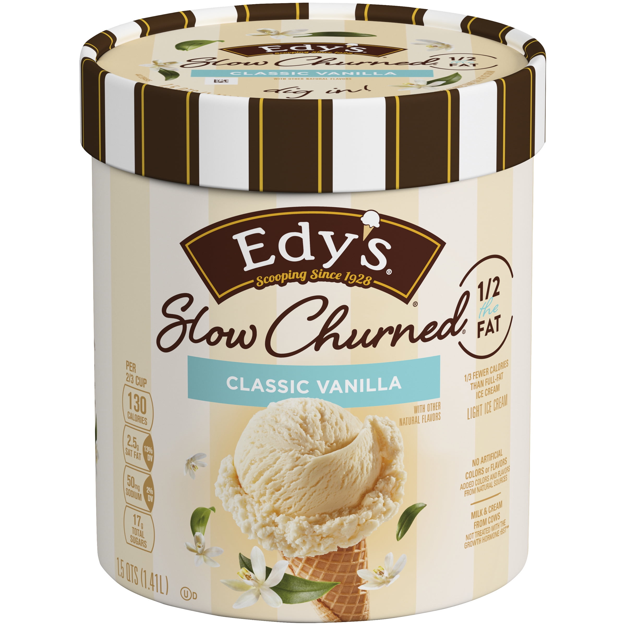 EDY'S/DREYER'S SLOW CHURNED Classic Vanilla Light Ice Cream 1.5 qt. Tub