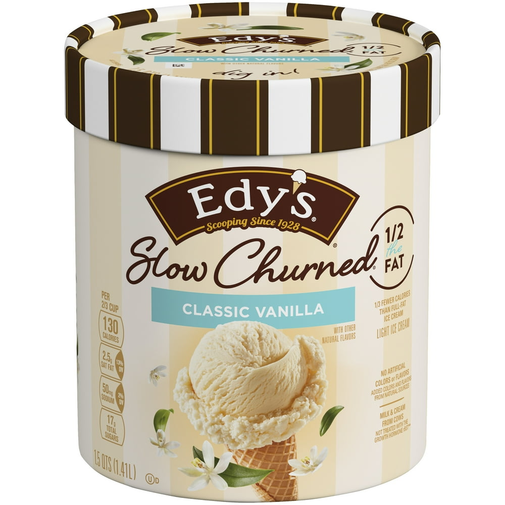 EDY'S/DREYER'S SLOW CHURNED Classic Vanilla Light Ice Cream 1.5 qt. Tub