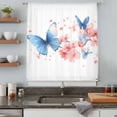 thumbnail image 5 of Blue Butterfly Sheer Curtains 63 Inches Long, Watercolor Spring Blossom Nature Flowers Light Filering Curtains, Breathable Simi Curtain Privacy Drapes for Living Room Bedroom Window Treatment, 5 of 9