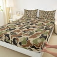 thumbnail image 4 of Feelyou Retro Camouflage Camo Twin Sheet Sets, Rustic Gorilla Wildlife Twin Fitted Sheet, Green Abstract Flat Sheet, Super Cozy Room Decor, 3-Piece, 4 of 8