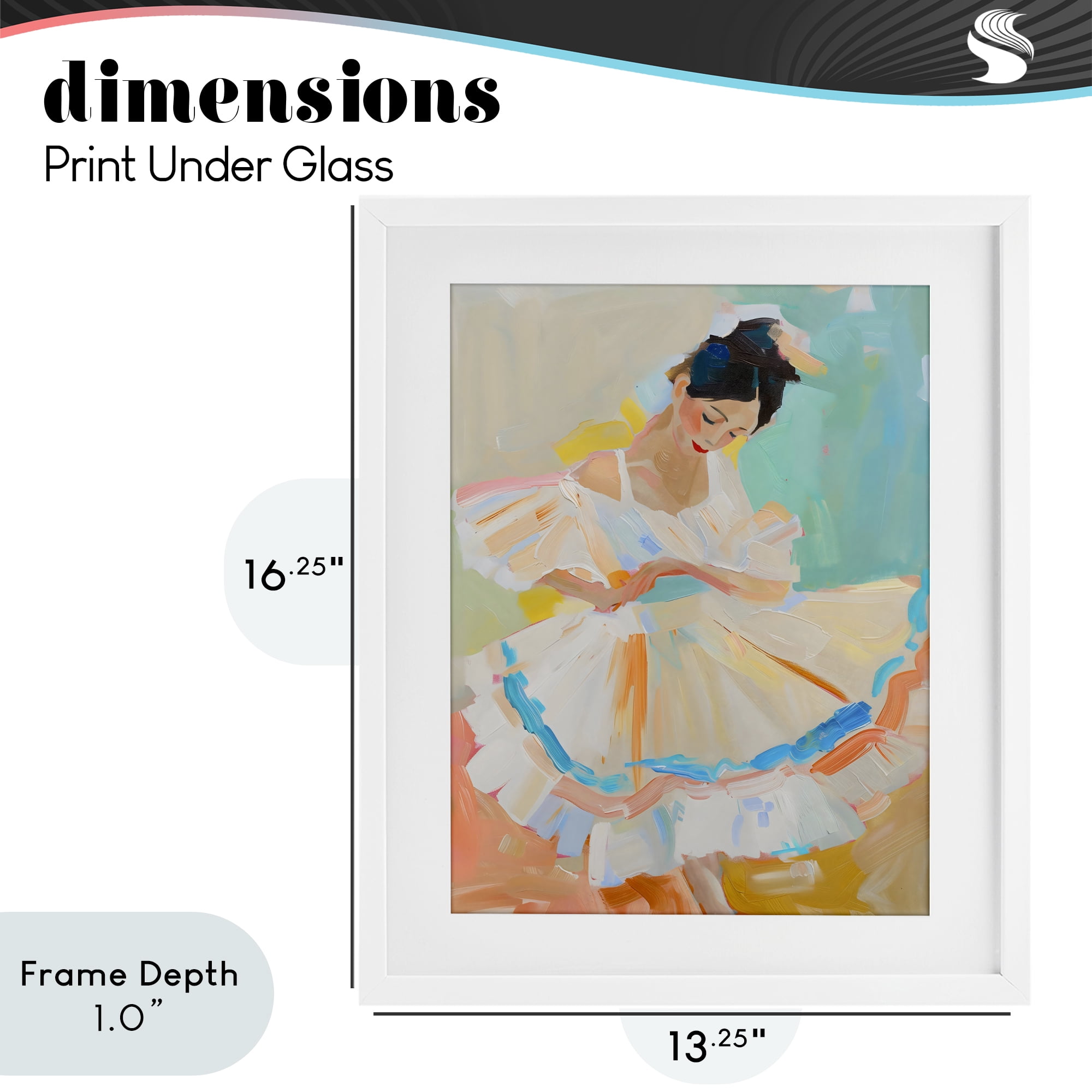 Stupell Industries Dancer with Flowing Dress White Framed Print Under Glass, design by The Prints Vibe