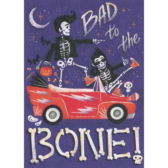 RSVP Skeletons Wearing Leather Jackets: Bad to The Bone Halloween Card