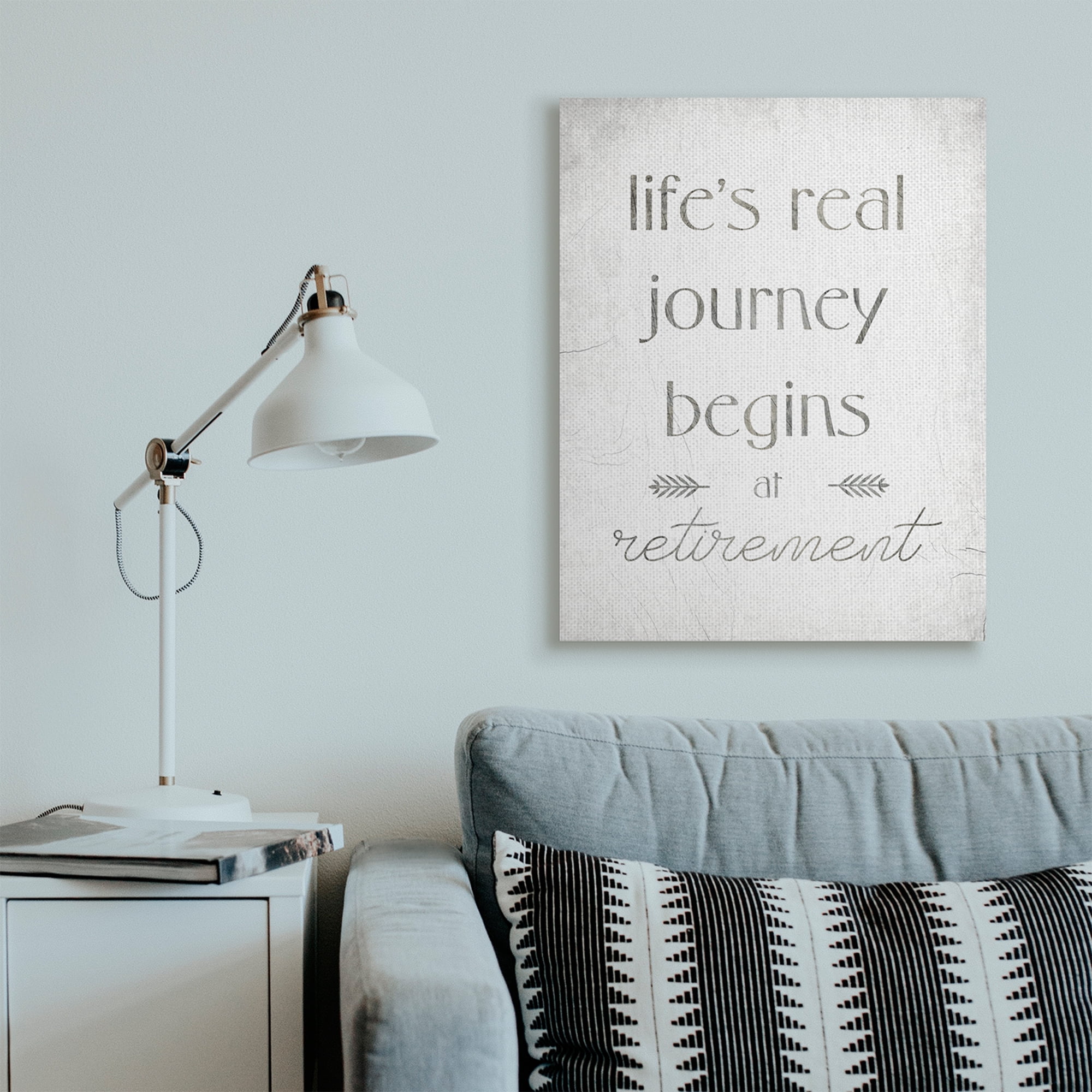Stupell Industries Life's Journey Begins At Retirement Phrase Self-Care Quote Canvas Wall Art, 30 x 40, Design by Daphne Polselli