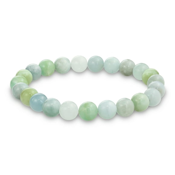 Semi Precious Gemstone Strand Multicolor Earth Tone Amazonite Round Bead 8MM Stretch Bracelet for Women Men Teen Unisex