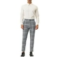 thumbnail image 2 of INSPIRE CHIC Men's Plaid Dress Pants Slim Fit Checked Printed Trousers 36 Gray, 2 of 7