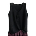 thumbnail image 2 of Tank Tops for Women under $5 Sleeveless V-Neck Casual Oversize Solid Color Blouse Tank Black L, 2 of 3