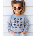 thumbnail image 3 of Bold Red Buffalo Football Sweatshirt for Women Teens and Girls Footballs and Blue Bows Sweater Gray Sweatshirt Youth Large, 3 of 5